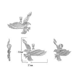 Little Treasures Sterling Silver 925 Flying Eagle Pendant Necklace (Available Chain Length 16"- 18"- 20"- 22") 20