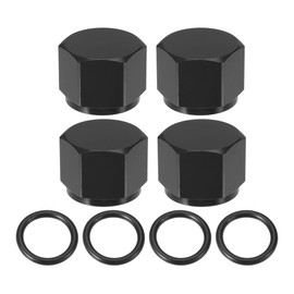 ACROPIX AN8 Universal Female Flare Cap Port Plug Block Off Fitting Nut Adapter with O-ring Black - Pack of 8