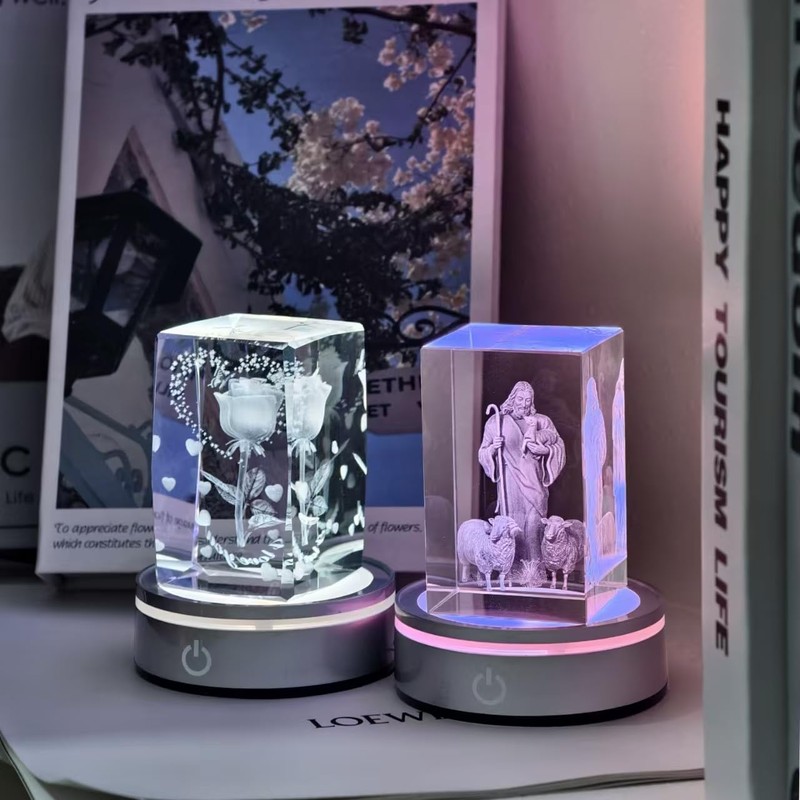 LED Light Base Lighted Display Stand for Crystal, 4 Pack