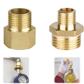 QIWEIS Gas Adapter Set Gas Hose Connector 1/2 to 1/4 Brass Gas Hob Adapter Transition Gas Hose Connector Adapter Made of Copper for Gas Cookers, Camping Stoves, Stools Cookers, Camping Stoves, Pack of