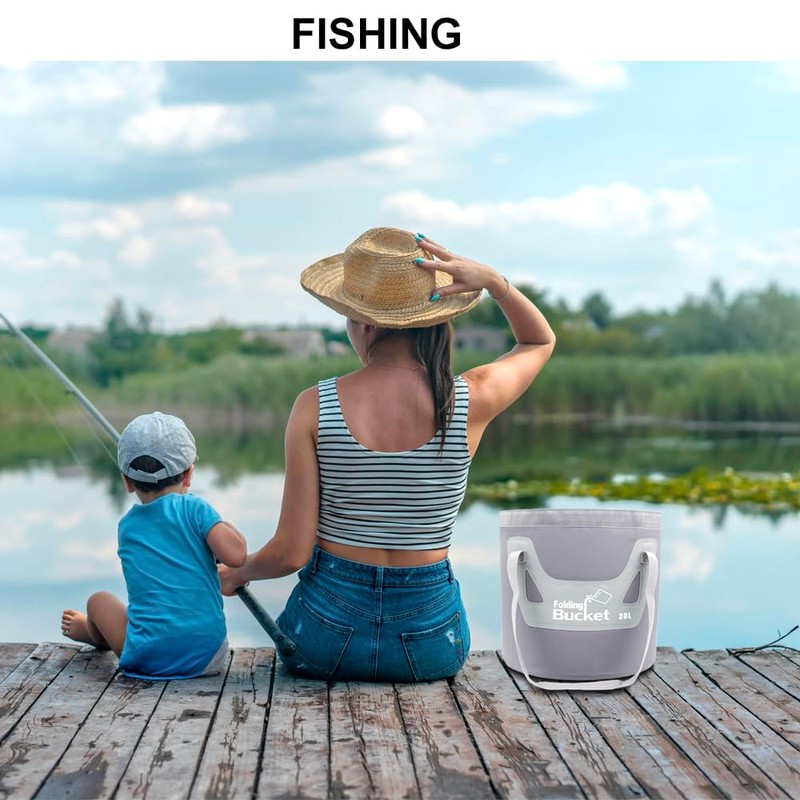 Qualore Camping Collapsible Bucket, 20L Handy Folding Water Container Portable