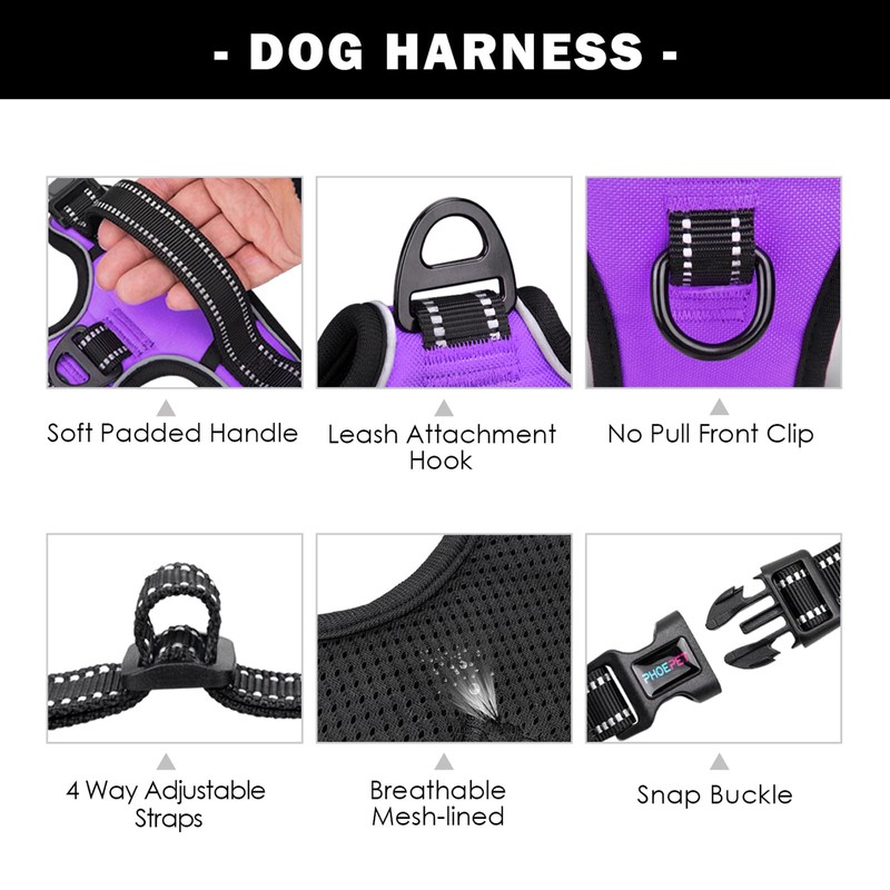 PHOEPET No Pull Dog Harness Adjustable Dog Vest Harness for