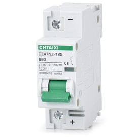 Chtaixi 12V-110V DC Miniature Circuit Breaker, 80 Amp 1 Pole Battery Breaker Protector for Solar PV System and RV, Thermal Magnetic Trip, DIN Rail Mount, High Current DC Disconnect Switch MCB 1P B80