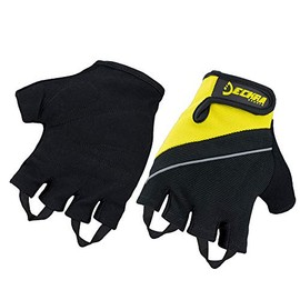 Deckra Cycling Gloves Men/Women Half Finger Padded Shock-Absorbing Anti Slip Palm, MTB, Running, Gym, Fitness Bicycling Gloves (Black/Yellow, Medium)