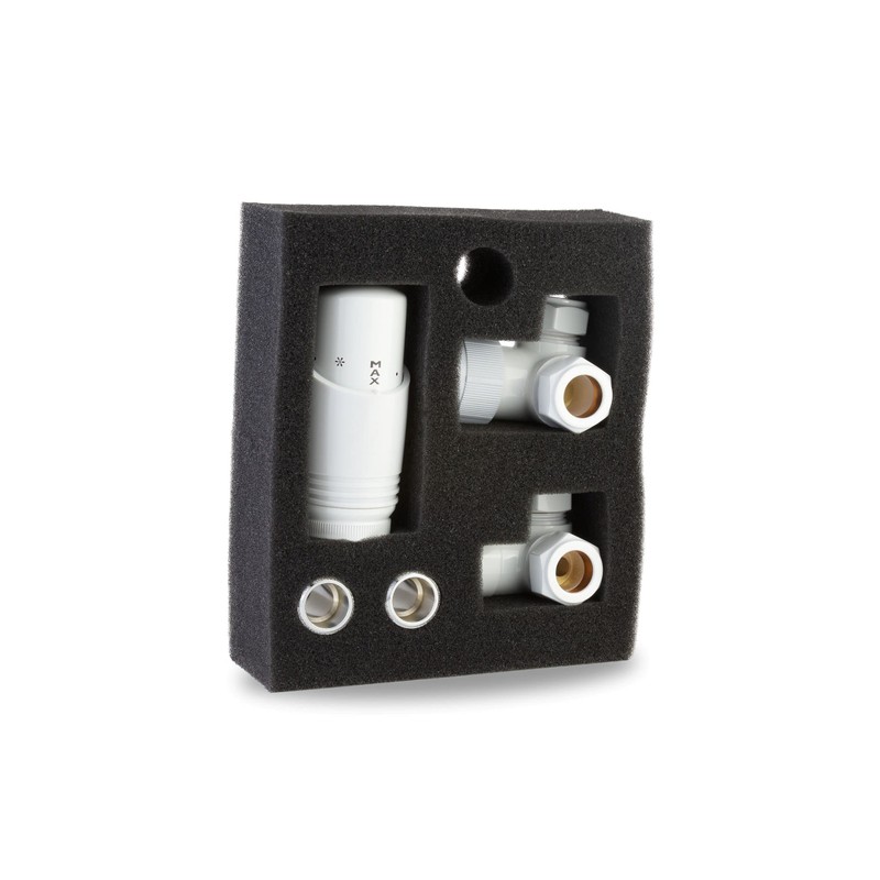 White Thermostatic Radiator Valve Angled Corner or Straight White Radiator
