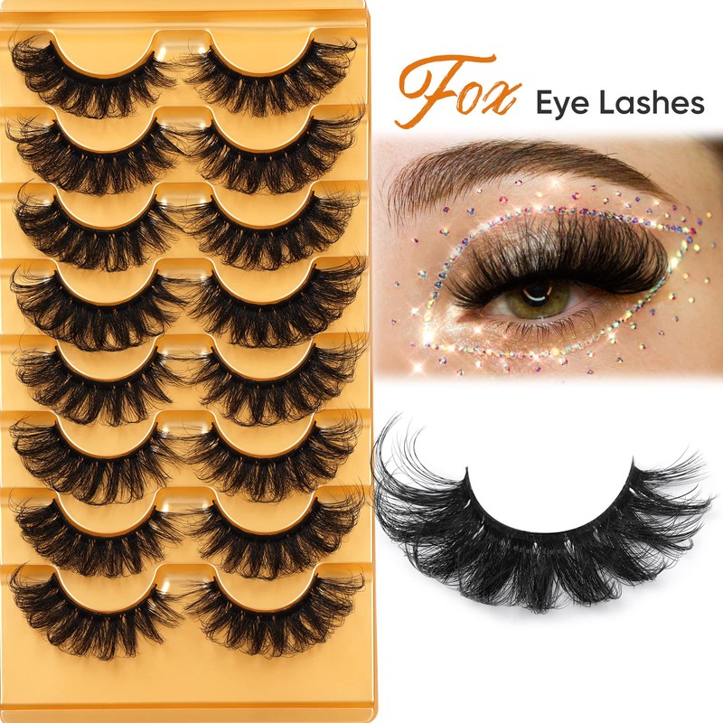Focipeysa False Lashes Fluffy Mink Eyelashes 18mm Lashes Pack 8D