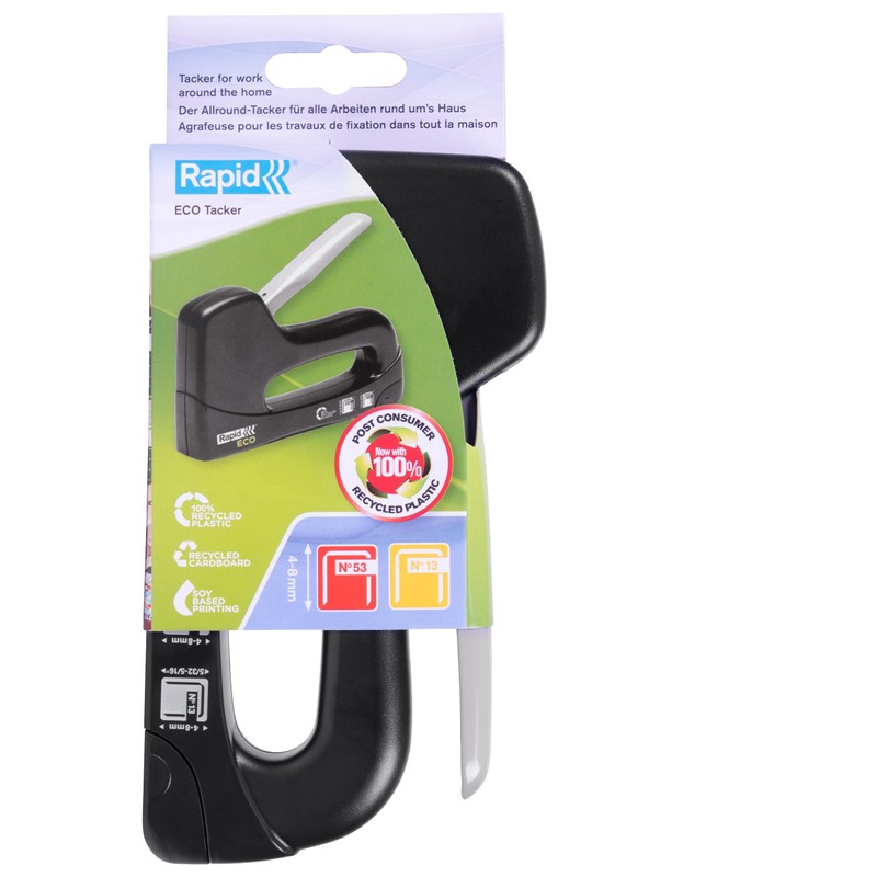 Rapid Staple Gun for Diy Applications, Recycled Plastic Body, Ecotacker,