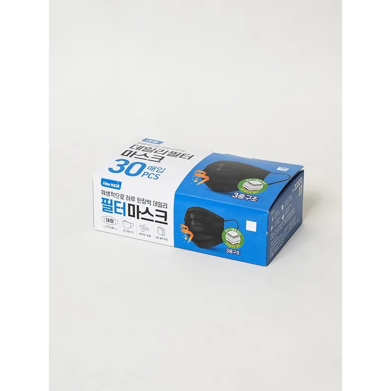 DAISO K Disposable Filter Black Mask Large 30 Pack