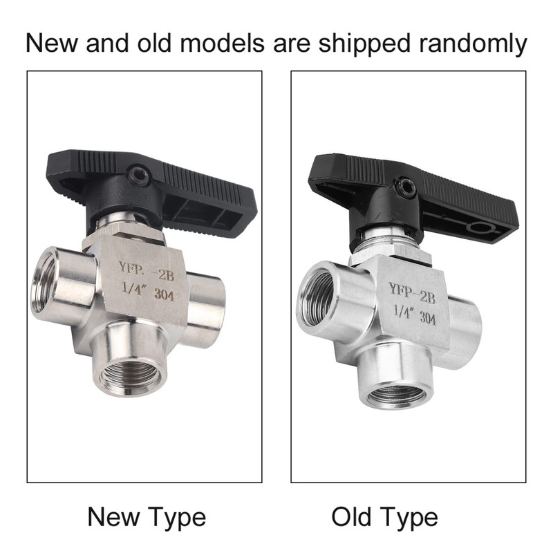 3-Way Ball Valve Stainless Steel 304 BSPP Internal Thread for