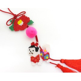 MIYUKI BFK-532 Bead Kit, Made with Shaped Stitching, Hanging Hina Kit, Dogs and Camellias