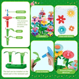 Delex Flower Garden Building Toys for Kids Gardening Pretend Toys for 3 4 5 6 7 Year Old (144 Pieces)