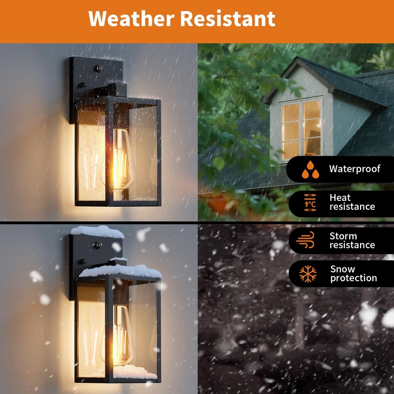 2 Pack Dusk to Dawn Exterior Lighting Fixtures Wall Mount,