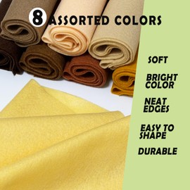 Brown Felt Fabric 8'' x 36'', 1.6mm Thick 8 Assorted Colors Felt Sheets Soft and Durable Flexible Craft Acrylic for Sewing DIY Art Craft Project Decorations