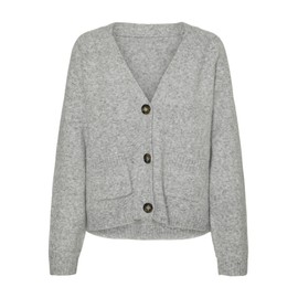 VERO MODA Women's Vmboom LS V-Neck Button Cardigan Ga Noos Cardigan, Light Grey Mix