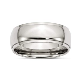 Jewelry By Sweet Pea Stainless Steel Ridged Edge 8mm Polished Band (Width=8)