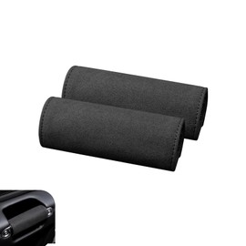 Polcatay 2 PCS Car Door Handle Protector, Suede Anti-Scratch Breathable Decorative Cover, Velcro Mounted Front Rear Roof Door Pull Handle Anti-Slip Cleanable Accessories, for Most Cars Trucks (Black)