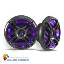 Pyle 6.5” Dual Waterproof Marine Speakers - 250W Outdoor Car/Boat Radio Stereo Speakers Waterproof/Weather Proof Marine Stereo Speakers System Pair LED Mount Speaker Wire Grill PLMRX68LEB (Black)