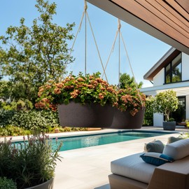 La Jolie Maison Large Hanging Planters - 12 Inch Outdoor Flower Pots, Hanging Garden Planters Set of 2, Iron Color