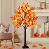 4 Feet Prelit Fall Maple Tree Thanksgiving Decorations with 60