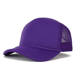 Armycrew Kid's Youth Size 5 Panel Structured Foam Mesh Trucker Cap - Purple