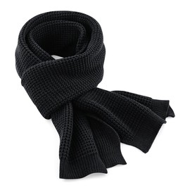Classic Waffle Knit Scarf - Black