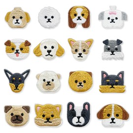 WELANE Iron on Patches, 16 PCS Dog Patterns Embroidered Applique Patches for Clothes, Dress, Hat, Socks, Jeans, DIY Decoration