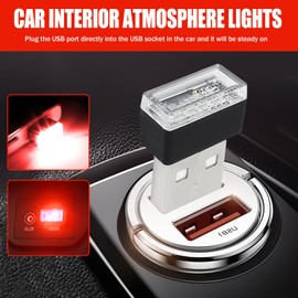 4 PCS USB LED Car Interior Atmosphere Lamp, Portable Mini Auto LED Decor Night Light, Plug-in USB Interface Ambient Lighting Kit, Universal Car Interior Accessories