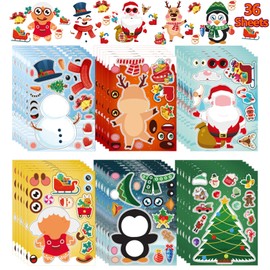Comelodiant Christmas Crafts for Toddler Kids 36PCS Make Christmas Stickers for Crafts Christmas Party Games Favors Xmas Activities Stickers Supplies