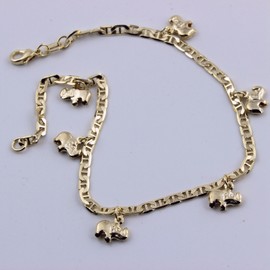 DAINTY Women Girl Non Fade Dangle Elephant Gold Filled Chain Anklet Foot Bracelet 9.5"