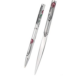 Pen & Letter Opener Set with Mackintosh Rose & Leaf Design Comes Gift Boxed