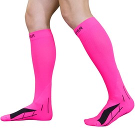 Meister Graduated 20-25mmHg Compression Running Socks for Shin Splints (Pair) - Pink - Medium