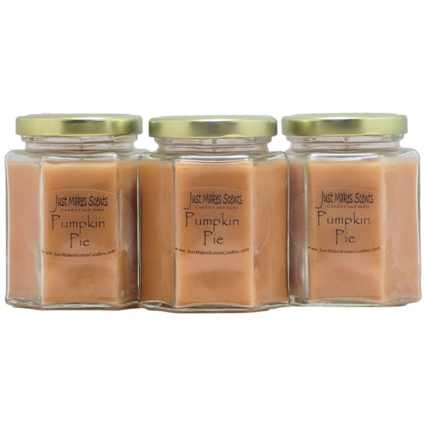 3 Pack - Pumpkin Pie Scented Blended Soy Candle | Hand Poured Fall Fragrance Candles | Made in The USA by Just Makes Scents