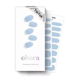 Ohora 오호라 세미 큐어드 젤 네일 스트립(N 크림 스카이) - 파란색 솔리드 모든 UV/LED 램프 살롱 품질 오래 [N Juliet] Ohora Semi-Cured Gel Nail Strip (N Cream Sky) - Blue Solid for All UV/LED Lamps Salon Quality Long Lasting [N Juliet]