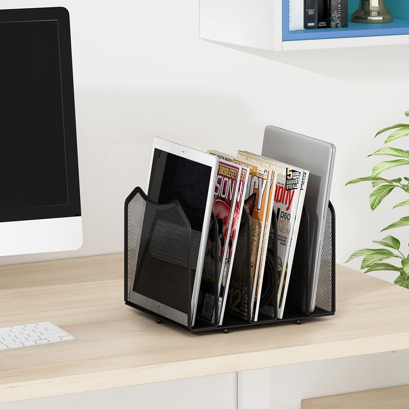 Simple Trending Mesh Desktop File Sorter Organizer, 5-Section Bookshelf for