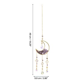 PATIKIL Moon Suncatcher, Purple Crystal Crystal Sun Catcher Hanging Prism Wind Chimes for Indoor/Outdoor Window Home Car Garden Wedding Birthday Party Decor, Purple