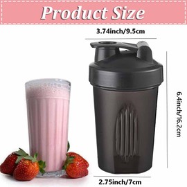 zukent Protein Shaker Bottle with Stainless Steel Mixing Ball, Shaker for Protein Shakes, Protein & Supplement Shaker Bottle, BPA Free, DEHP-Free, Leakproof, for Fitness Sports Gym - 400ml (Black)