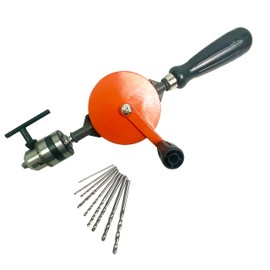 HFS(R) Hand Drill, Hand Crank, Woodworking, Drilling 0.02 - 0.4 inches (0.6 - 10 mm), Double Gear, Soft Metal, DIY