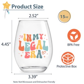 Lamyba 21st Birthday Gifts for Her/Women - In My Legal Era Wine Glass, 21 Year Old Birthday Decorations For Women, 21st Birthday Gifts Ideas For Female, Friends, Daughter, Sister, 15oz