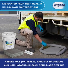 STARDUST Spill Products D905U Universal Spill Kit OSHA Approved - Portable Bucket (20)Universal Sorbent Pads, (3) 3"x4' Absorbent Socks, (4) Disposal Bags & Nitrile Gloves Spill Kit For Fast Response