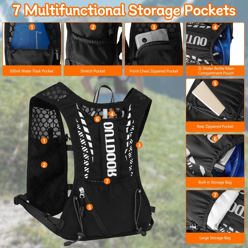 Gilet Running Uomo Donna, Zaino Idratazione Trail Running Leggero