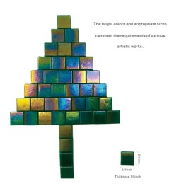 1.1 lb/180pcs 3/4 Inch Square Iridescent Mosaic Tiles, Bulk Mosaic Tiles for Crafts, Bright Mosaic Glass Pieces, Stained Glass Tiles for DIY (WB26-A2)