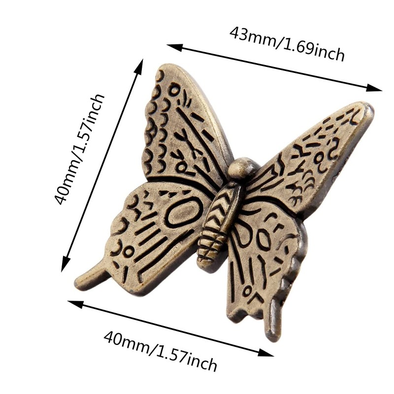 6Pcs Vintage Butterfly Shape Drawer Knob Chest Furniture Cabinet Pull