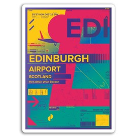 2 x 10cm Edinburgh Airport Vinyl Stickers - Scotland UK Travel Sticker #17395 (10cm Tall)