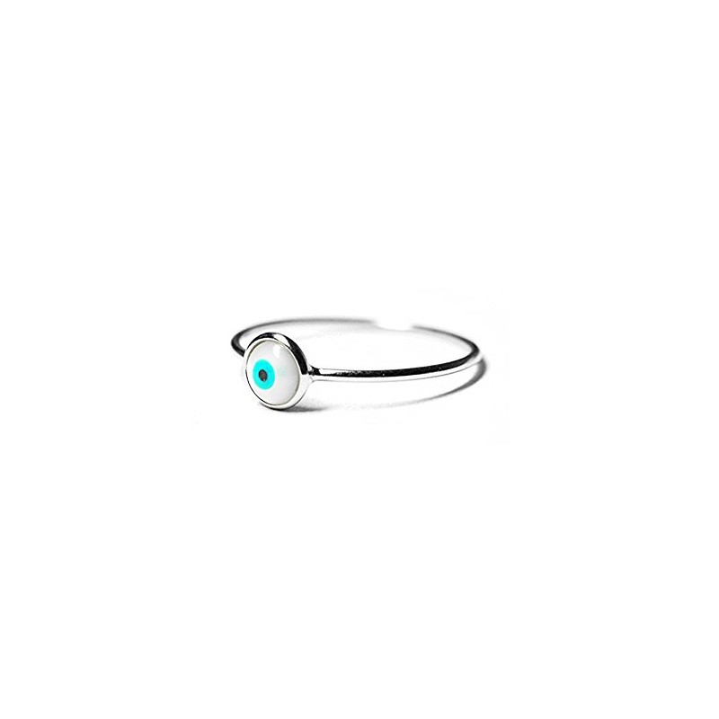 apop nyc Goldtone Sterling Silver Blue Evil Eye Thin Ring
