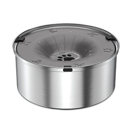 SCHITEC Dog Water Bowl No Spill 1.2L/40oz Slow Drinking Anti-Splash Stainless Steel Dog Bowl with Floating Disk, Spill Proof Pet Travel Water Dispenser for Sloppy Messy Drinkers(Gray)