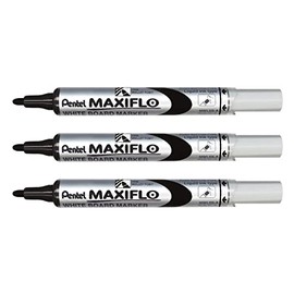 Pentel Maxiflo Rotuladores para Pizarra Blanca - Black-P - Negro
