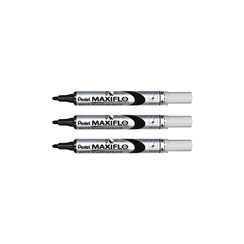 Pentel Maxiflo Rotuladores para Pizarra Blanca - Black-P - Negro