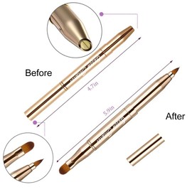 Retractable Eyebrow Eyelash Lip Brush Makeup Brush Double-Sided Soft With Cap Concealer Eyeliner For Travel Cosmetic Brushes, gold color
