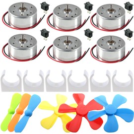 VISSQH Set of 6 Mini Motors Kit, 1.5V-9V Mini Small Electric Motor 1500 RPM, with Mini Fan Blade, Motor Mounting Bracket, Boat Rocker Switch, for DIY Toys