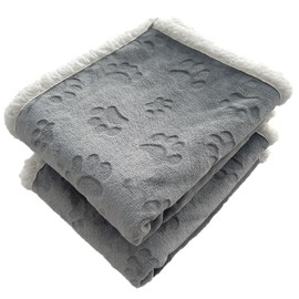 Qeils 1 Pack 2 Dog Blankets for Small Dogs - 2 pcs Waterproof Dog Blanket Washable - Soft Sherpa Fleece Puppy Blanket for Kitten Doggy, Warm Cat Blankets for Indoor Cats, 25"X30", Grey